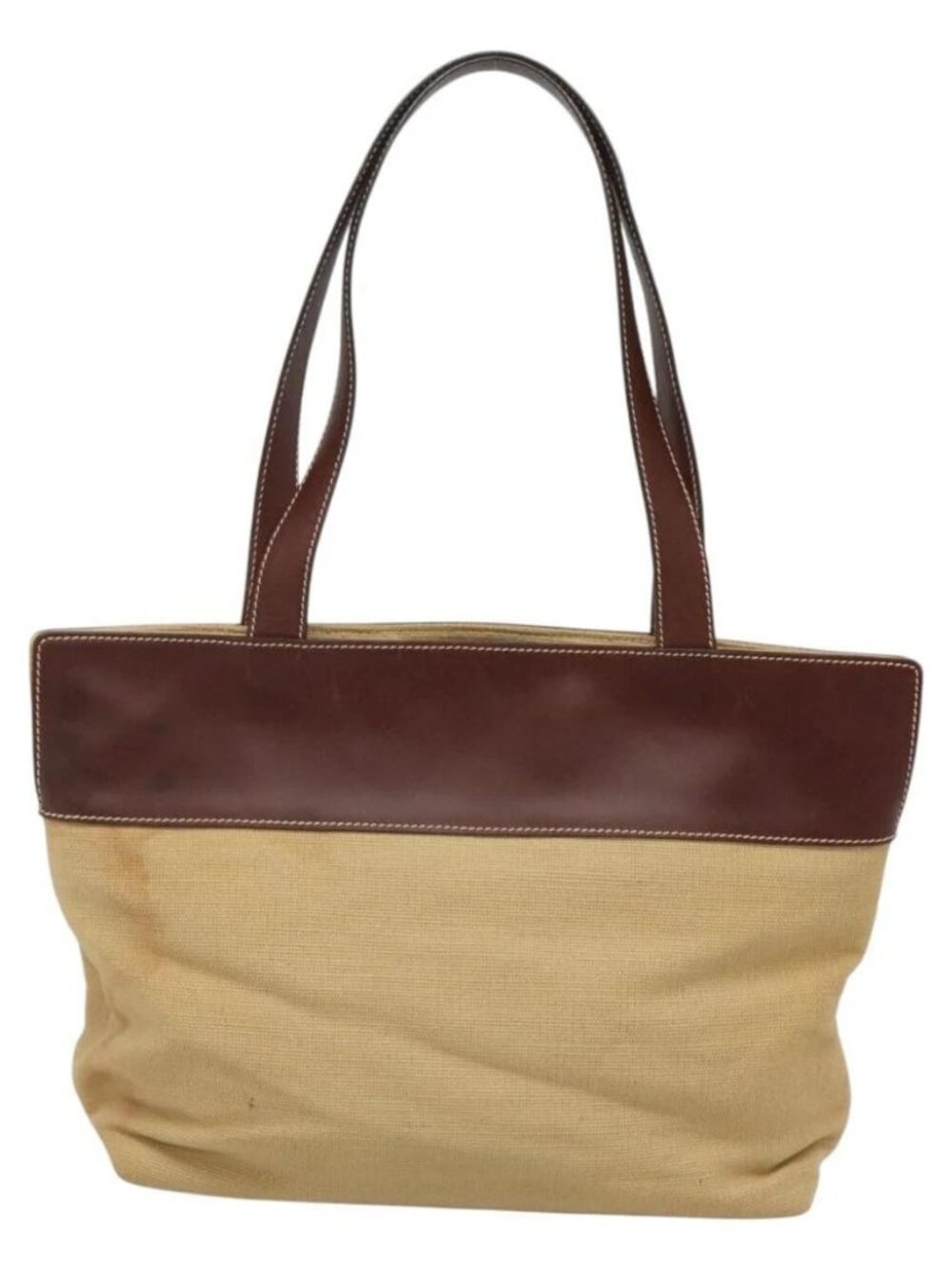 CHANEL COCO Mark Tote Bag Leather Canvas Beige CC Auth 117522 - Picture 3 of 16